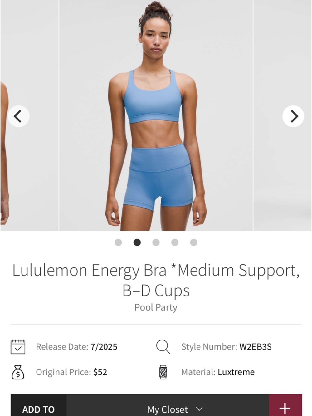 LIKE NEW! Lululemon Energy Bra *Medium Support, B–D Cups
Pool Party sz 14 - Picture 7 of 8
